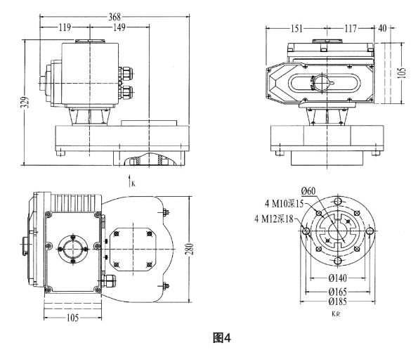 CHV型電動(dòng)執(zhí)行器外觀尺寸