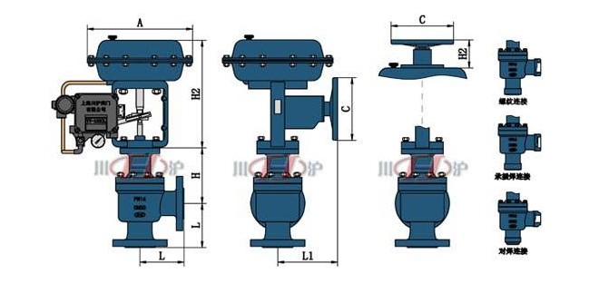 氣動角式調節閥結構圖