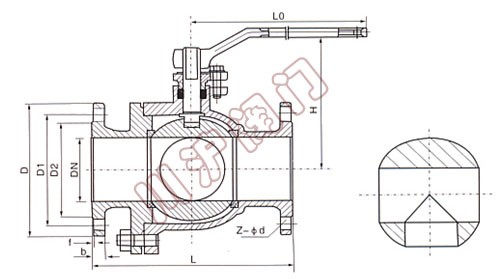 三通法蘭球閥結構圖
